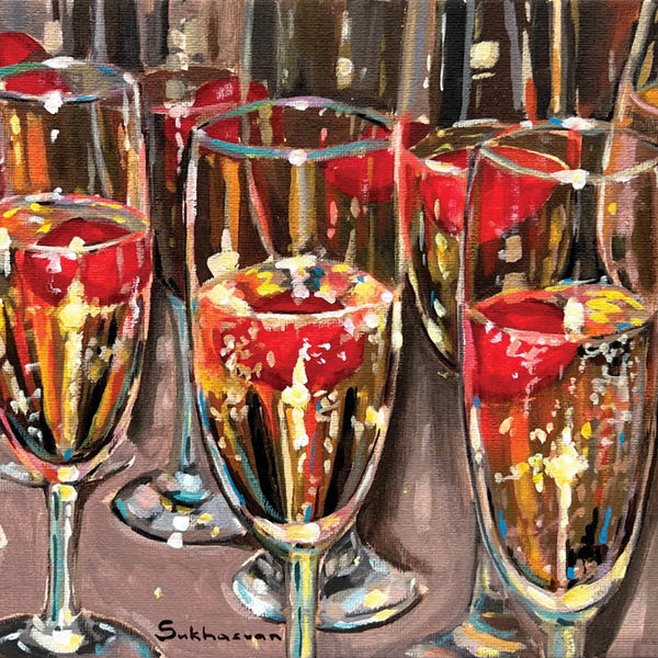 Gifts Inspired by evermore: Still Life With Champagne Glasses by Victoria Sukhasyan