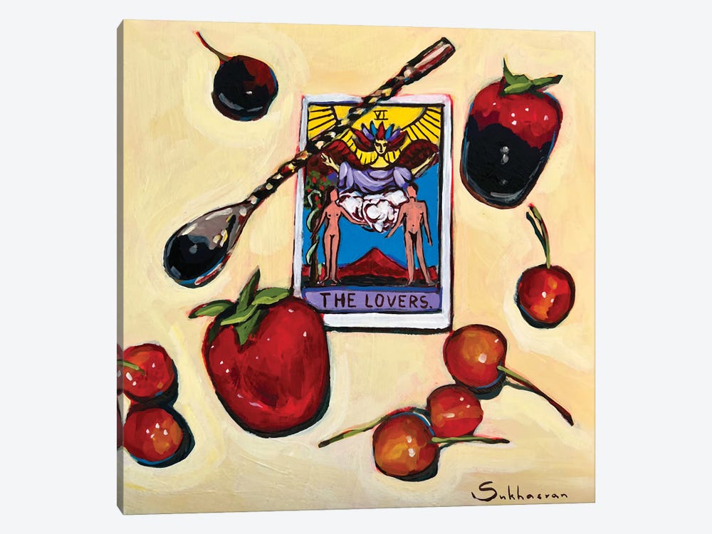 Still Life With Strawberries And Tarot Cards by Victoria Sukhasyan 1-piece Canvas Art