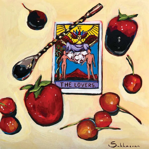 Still Lifes For The Modern World: Still Life With Strawberries And Tarot Cards by Victoria Sukhasyan