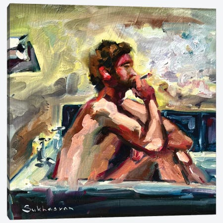 Nude Young Man In A Bathtub Canvas Print #VSH243} by Victoria Sukhasyan Canvas Wall Art