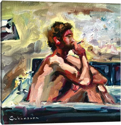 Nude Young Man In A Bathtub Canvas Art Print - Victoria Sukhasyan