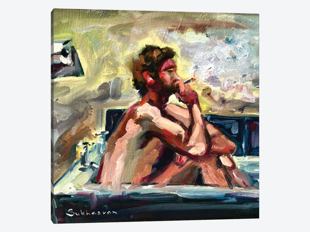 Nude Young Man In A Bathtub by Victoria Sukhasyan 1-piece Art Print