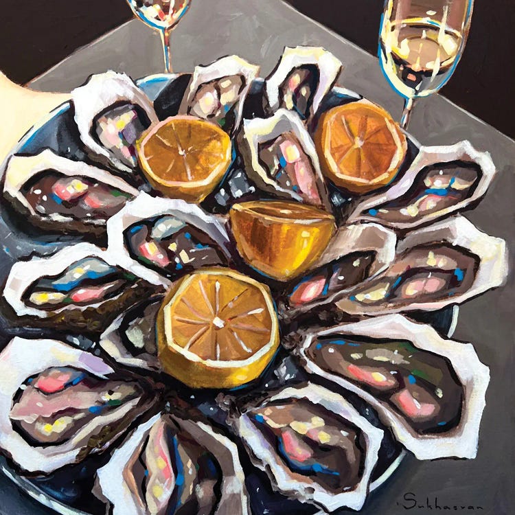Still Life With Wine, Oysters And Lemons III