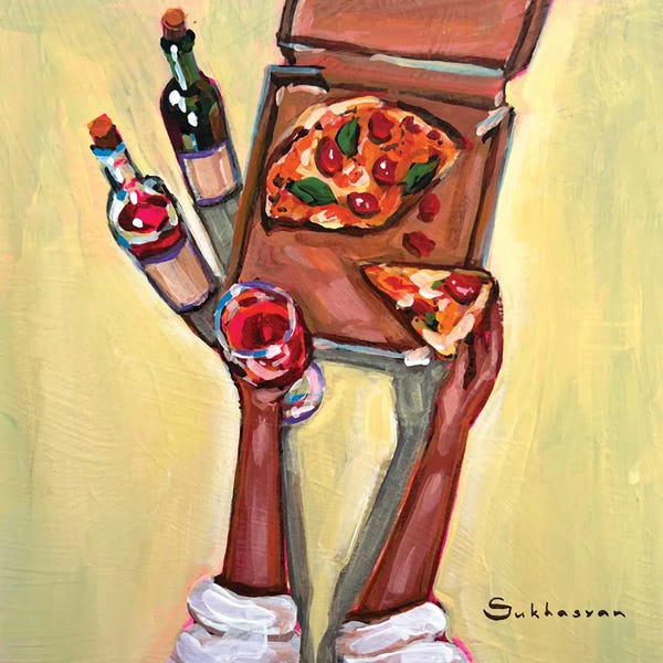 Simple Pleasures: Friday Night. Pizza And Wine by Victoria Sukhasyan