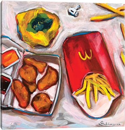 Still Life With Nuggets And French Fries Canvas Art Print - International Cuisine Art