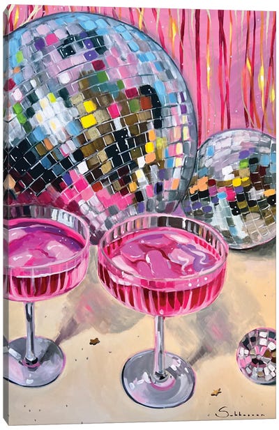 Still Life With Disco Balls And Cocktails Canvas Art Print - Disco Balls