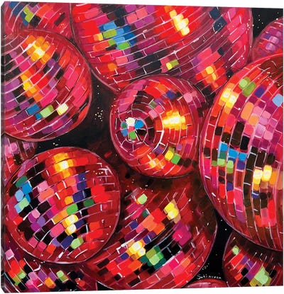 Still Life With Red Disco Balls Canvas Art Print - Disco Balls