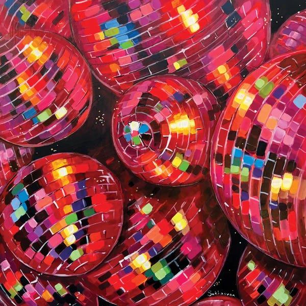 Disco Balls: Still Life With Red Disco Balls by Victoria Sukhasyan