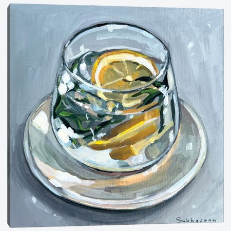 Still Life With Glass Of Water With Lemon Slices Canvas Print #VSH253} by Victoria Sukhasyan Canvas Art Print