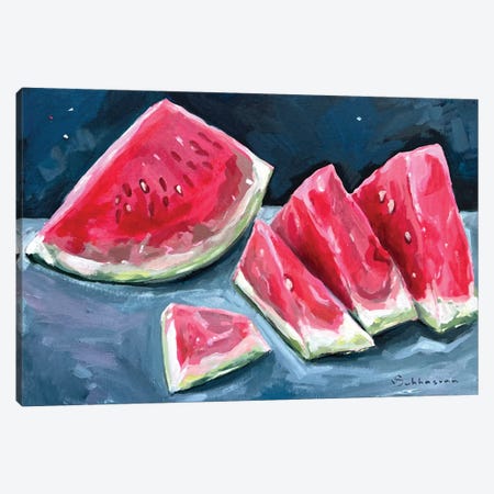 Still Life With Watermelon Slices Canvas Print #VSH255} by Victoria Sukhasyan Canvas Artwork
