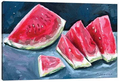Still Life With Watermelon Slices Canvas Art Print - Melon Art