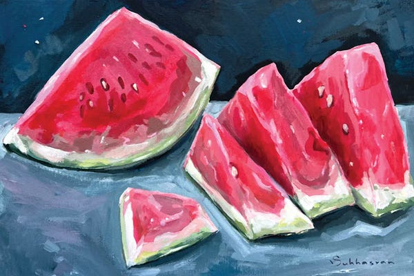 Food & Drink Still Life: Still Life With Watermelon Slices by Victoria Sukhasyan