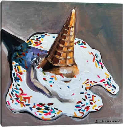 Still Life With Melted Ice Cream Canvas Art Print - Food & Drink Still Life