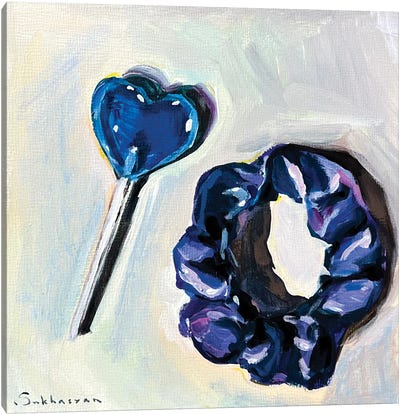 Still Life With Lollipop And Hair Tie Canvas Art Print - Victoria Sukhasyan