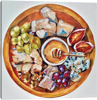Still Life With Cheese Plate Canvas Art Print - Grape Art