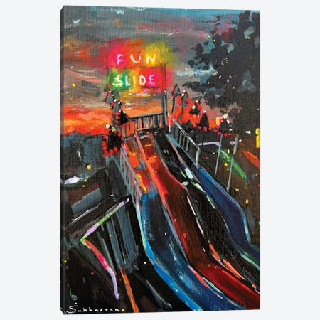 Fun Slides At Night Canvas Print #VSH260} by Victoria Sukhasyan Canvas Artwork