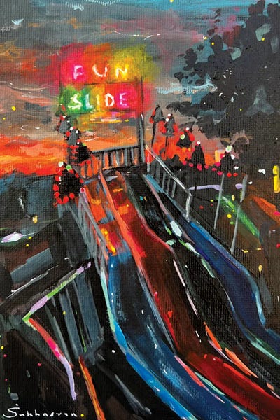 Amusement Parks: Fun Slides At Night by Victoria Sukhasyan