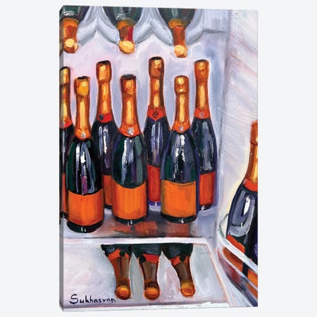 Still Life With Champagne Bottles In A Fridge Canvas Print #VSH261} by Victoria Sukhasyan Canvas Art