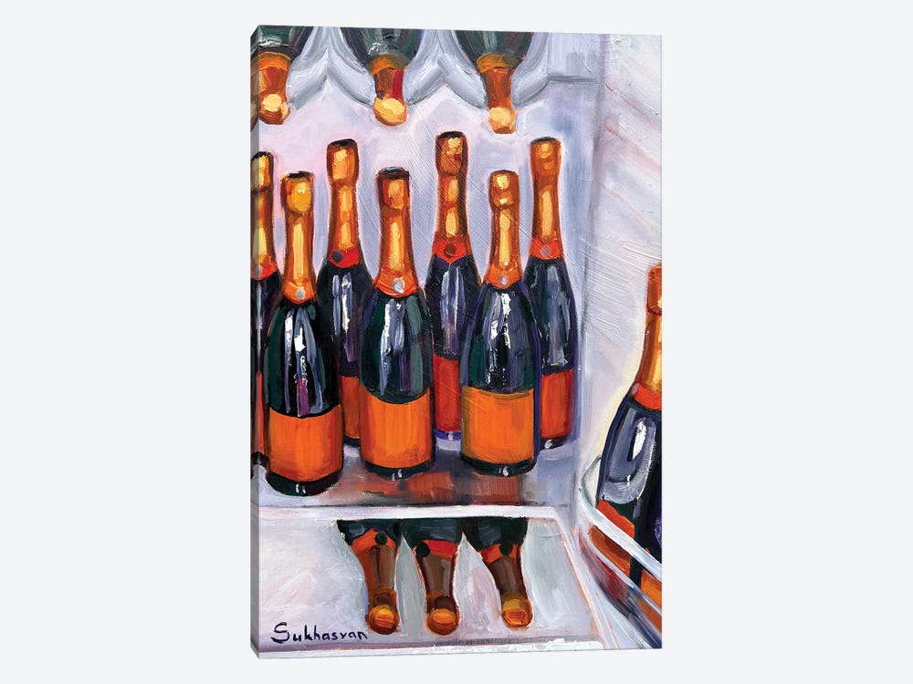 Still Life With Champagne Bottles In A Fridge by Victoria Sukhasyan 1-piece Art Print