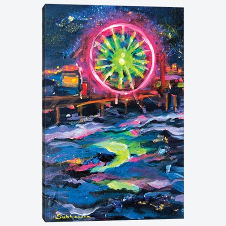 Santa Monica Pier At Night. California Canvas Print #VSH267} by Victoria Sukhasyan Canvas Print
