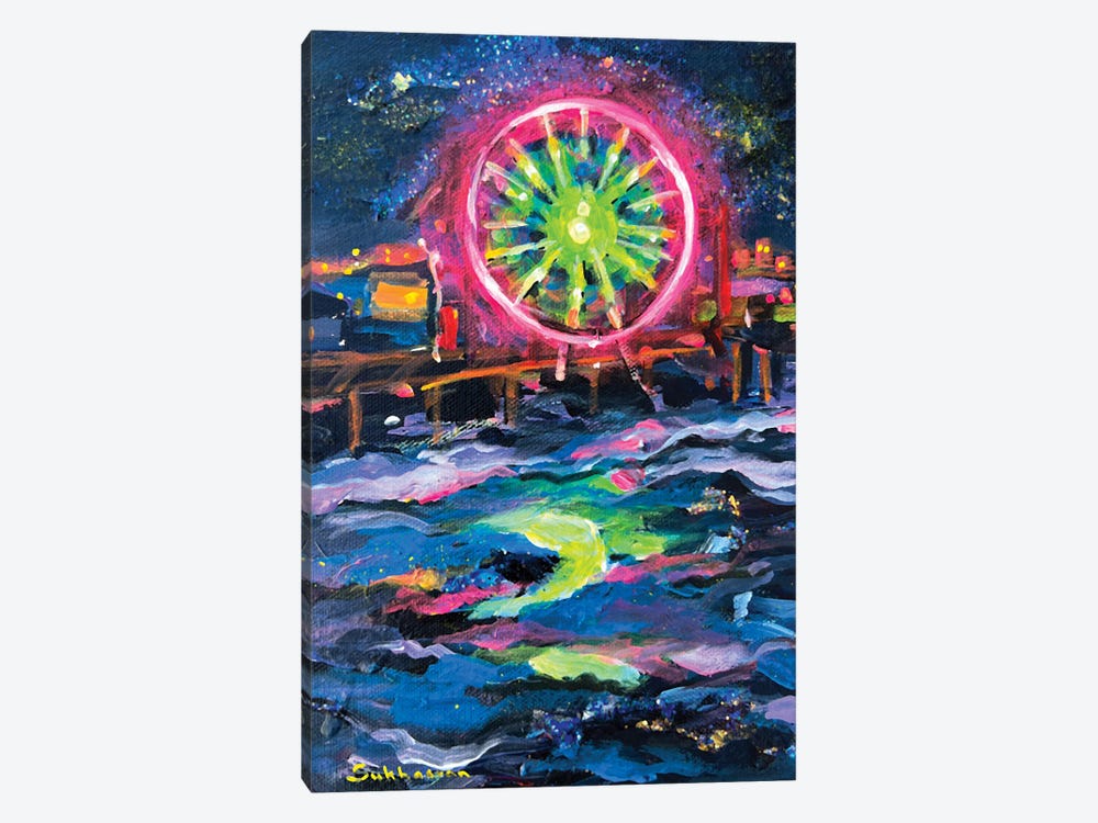 Santa Monica Pier At Night. California by Victoria Sukhasyan 1-piece Canvas Print