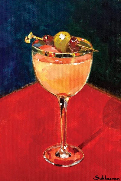 Still Life With The Cocktail With Olives by Victoria Sukhasyan art print