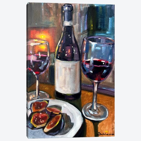 Still Life With Red Wine And Figs Canvas Print #VSH270} by Victoria Sukhasyan Art Print