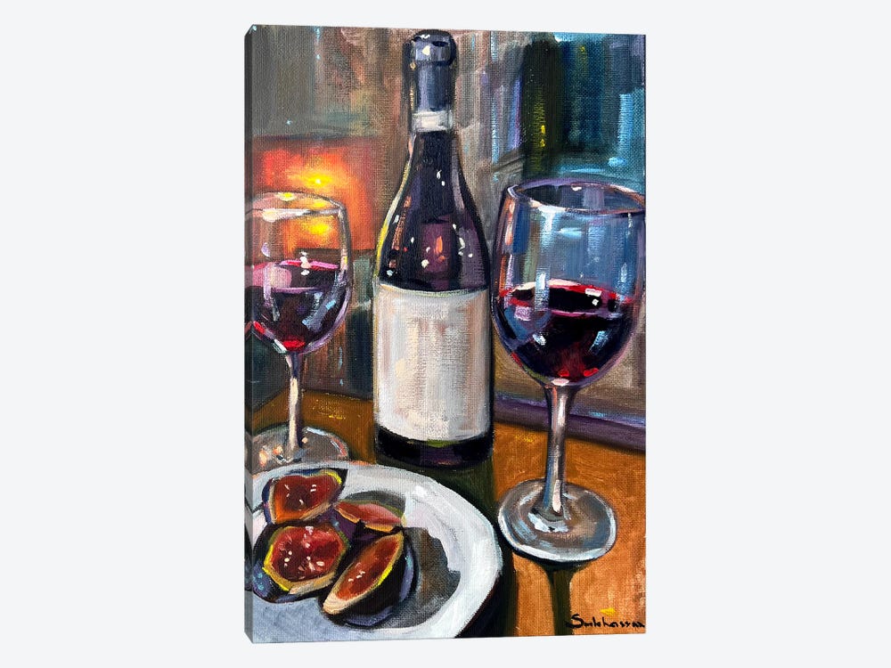Still Life With Red Wine And Figs by Victoria Sukhasyan 1-piece Canvas Art Print