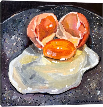 Still Life With Cracked Egg Canvas Art Print - Egg Art