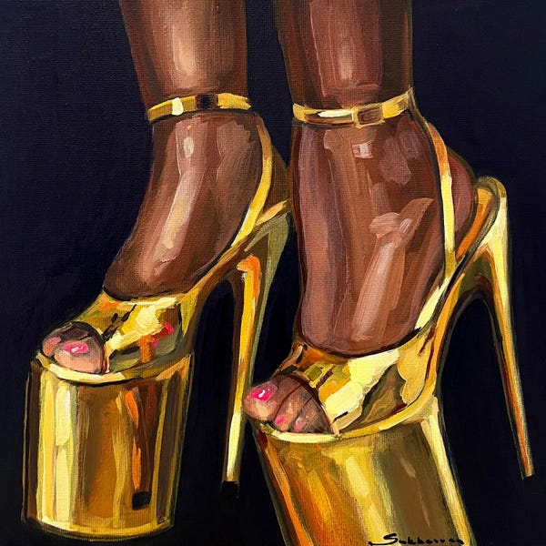 High Heels: Still Life With The Golden Heels by Victoria Sukhasyan