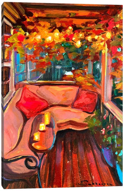 Autumn Evening Canvas Art Print - Red Art