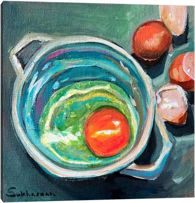 Still Life With Cracked Egg III Canvas Art Print - Victoria Sukhasyan