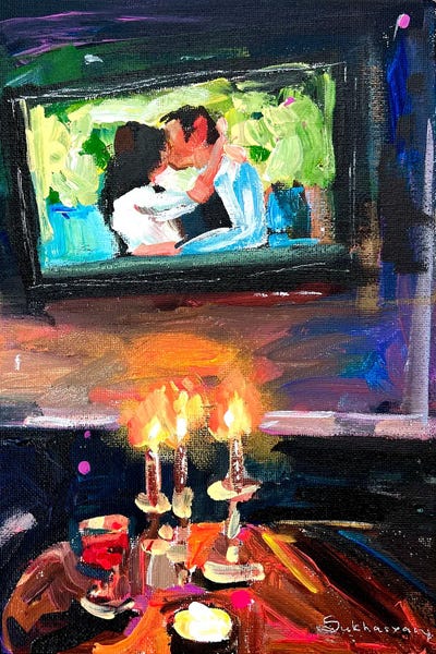 Romantic Bedroom (Couples): Movie Night by Victoria Sukhasyan