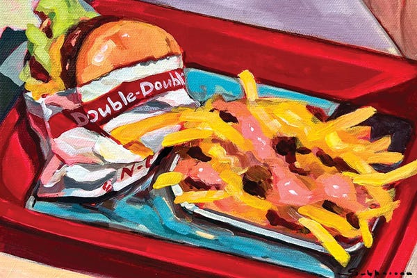 Food & Drink Still Life: Still Life With Double In-N-Out Burger And Fries III by Victoria Sukhasyan