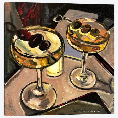 Still Life With Two Cocktails In The Dark Canvas Print #VSH286} by Victoria Sukhasyan Canvas Print