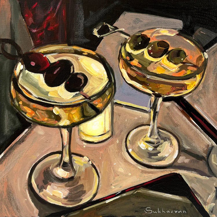 Still Life With Two Cocktails In The Dark