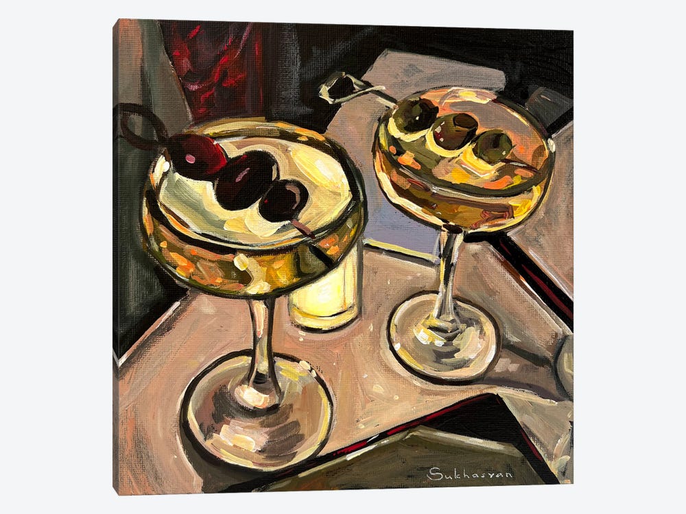 Still Life With Two Cocktails In The Dark by Victoria Sukhasyan 1-piece Canvas Artwork