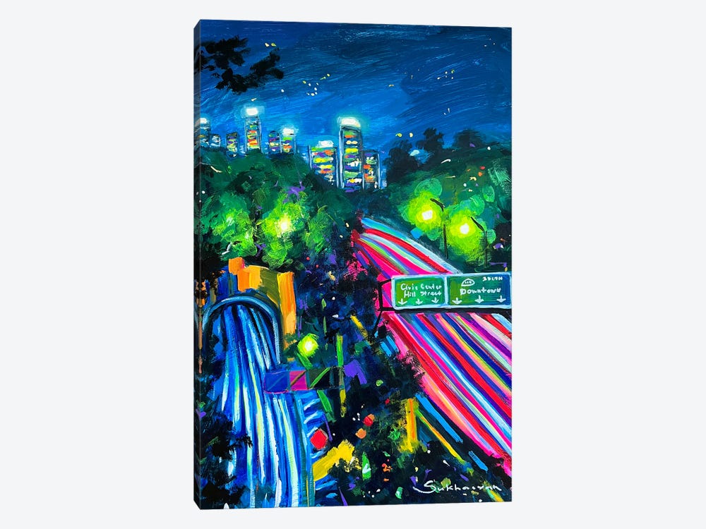 Los Angeles Cityscape At Night N7 by Victoria Sukhasyan 1-piece Canvas Print