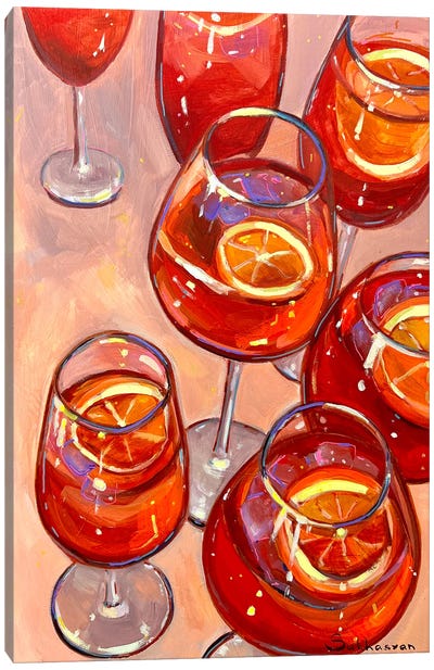 Still Life With Aperol Spritz Cocktails Canvas Art Print - Victoria Sukhasyan