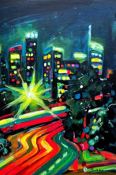 Los Angeles Skylines: Los Angeles At Night III by Victoria Sukhasyan