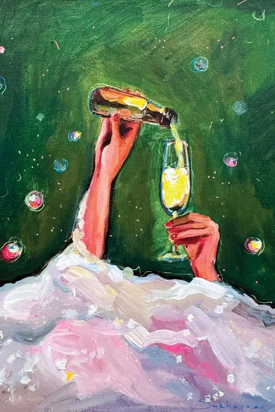 Champagne: Bubble Bath And Champagne by Victoria Sukhasyan