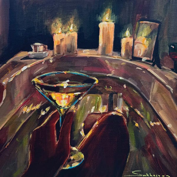 Interiors: Bath With Martini And Candles by Victoria Sukhasyan