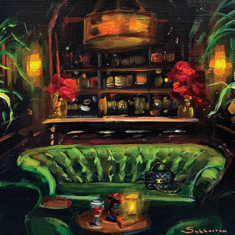 Bar Scene With Green Couch by Victoria Sukhasyan wall art