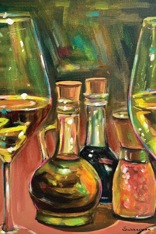 Still Life With Olive Oil And Wine by Victoria Sukhasyan wall art