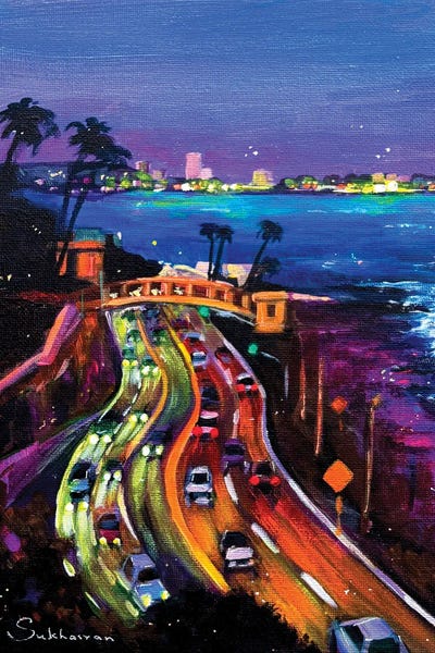 Santa Monica: Santa Monica At Night II by Victoria Sukhasyan