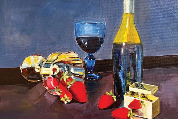 Still Life With Strawberries And Wine