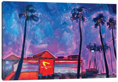 Los Angeles At Night Canvas Art Print - Restaurant & Diner Art