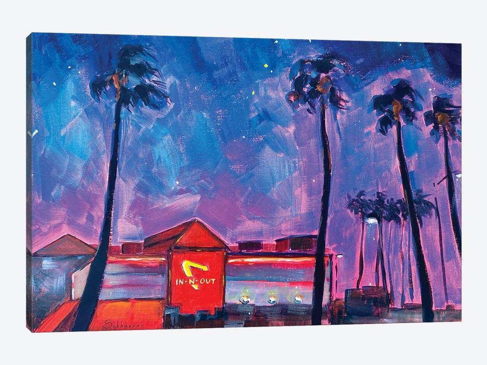 Los Angeles At Night by Victoria Sukhasyan 1-piece Canvas Art Print