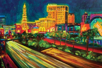Celery - Canvas Prints: Las Vegas Strip At Night by Victoria Sukhasyan