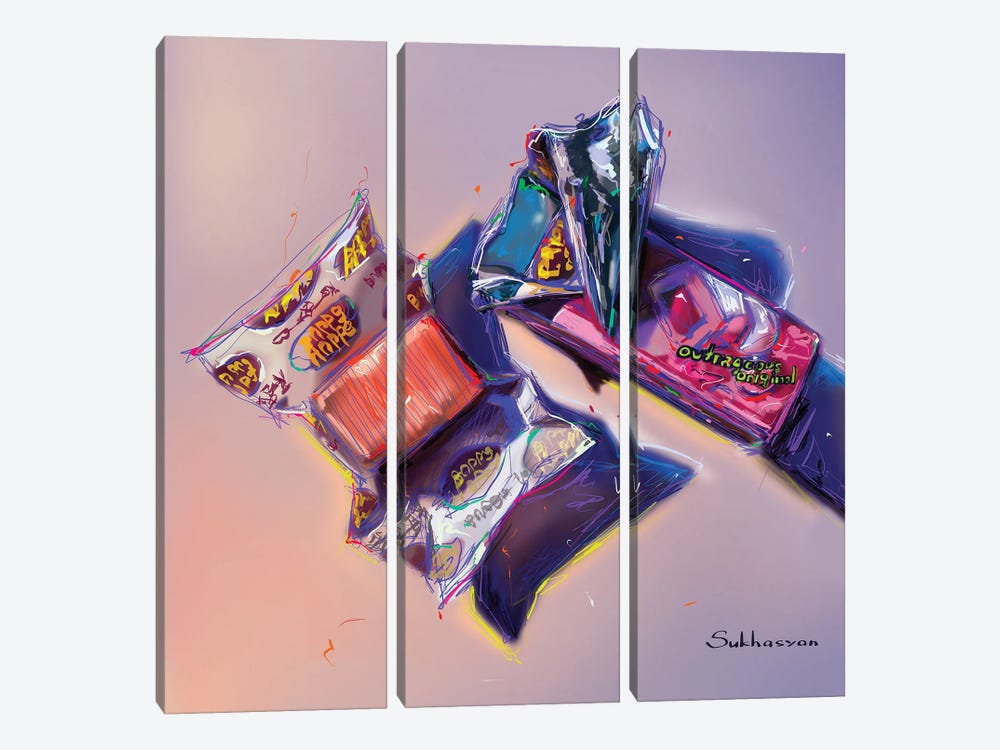 Still Life With Hubba Bubba Gum by Victoria Sukhasyan 3-piece Canvas Wall Art
